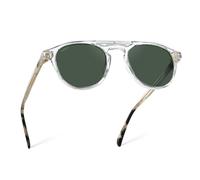 WearMe Pro - Urban Men's Square Sunglasses - Narrow Fit: Double Bridge Design, Modern Round Frames & Polarized Lenses (Clear Frame/Smoke Green Lens)