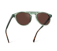 WearMe Pro - Urban Men's Square Sunglasses - Narrow Fit: Double Bridge Design, Modern Round Frames & Polarized Lenses (Emerald Green Frame/Brown Lens)