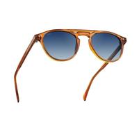 WearMe Pro - Urban Men's Square Sunglasses - Small Fit: Double Bridge Design, Modern Round Frames & Polarized Lenses (Desert Orange Frame/Gradient Blue Lens)