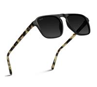 WearMe Pro WMP Eyewear - Men's Polarized Modern Sunglasses: Pilot-Style One-Bridge Square Shape (Black Beige Tortoise/Black Gradient Lens)