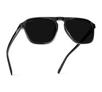 WearMe Pro WMP Eyewear - Men's Polarized Modern Sunglasses: Pilot-Style One-Bridge Square Shape (Black/Triple Black Lens)