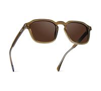 WearMe Pro WMP Eyewear - Men's Polarized Square Sunglasses, Wide Fit: Modern Retro Style with Unique Color Combos (Crystal Verde/Dark Brown Lens)