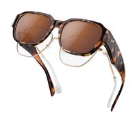 wearPro over glasses sunglasses womens，Polarized fit over sunglasses for women UV400 Protection Unisex Classic Ultralight Shades For Cycling Driving Fishing-Tea brown