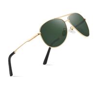 wearPro Polarised Sunglasses - Unisex Pilot Sunglasses UV400 Protection Polarized Sun Glasses Black Classic Vintage Style Ultralight Shades For Driving- B8-gold/Green