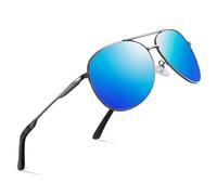 wearPro Polarised Sunglasses - Unisex Pilot Sunglasses UV400 Protection Polarized Sun Glasses Black Classic Vintage Style Ultralight Shades For Driving-B1-grey/Ice Blue