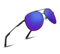 wearPro Polarised Sunglasses - Unisex Pilot Sunglasses UV400 Protection Polarized Sun Glasses Black Classic Vintage Style Ultralight Shades For Driving-B5-black/Dark Blue