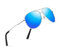 wearPro Polarised Sunglasses - Unisex Pilot Sunglasses UV400 Protection Polarized Sun Glasses Black Classic Vintage Style Ultralight Shades For Driving-A6-silver/Ice Blue