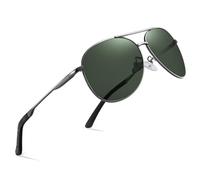 wearPro Polarised Sunglasses - Unisex Pilot Sunglasses UV400 Protection Polarized Sun Glasses Black Classic Vintage Style Ultralight Shades For Driving- B7-grey/Green