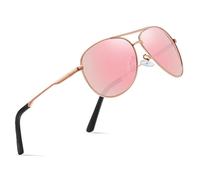 wearPro Polarised Sunglasses - Unisex Pilot Sunglasses UV400 Protection Polarized Sun Glasses Black Classic Vintage Style Ultralight Shades For Driving-C3-pink gold/Pink
