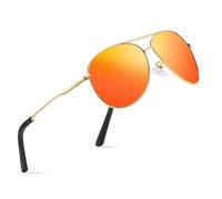 wearPro Polarised Sunglasses - Unisex Pilot Sunglasses UV400 Protection Polarized Sun Glasses Black Classic Vintage Style Ultralight Shades For Driving-c1-Gold/Red