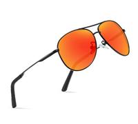 wearPro Polarised Sunglasses - Unisex Pilot Sunglasses UV400 Protection Polarized Sun Glasses Black Classic Vintage Style Ultralight Shades For Driving-B9-black/Orange