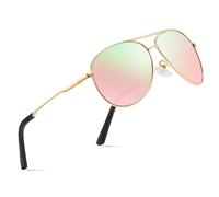 wearPro Polarised Sunglasses - Unisex Pilot Sunglasses UV400 Protection Polarized Sun Glasses Black Classic Vintage Style Ultralight Shades For Driving-C2-gold/Pink