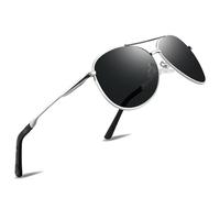 wearPro Polarised Sunglasses - Unisex Pilot Sunglasses UV400 Protection Polarized Sun Glasses Black Classic Vintage Style Ultralight Shades For Driving- A3-silver/Black