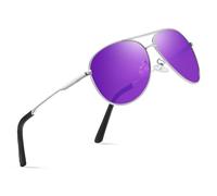 wearPro Polarised Sunglasses - Unisex Pilot Sunglasses UV400 Protection Polarized Sun Glasses Black Classic Vintage Style Ultralight Shades For Driving-C4-silver/Purple