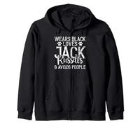 Wears Black Loves Jack Russells avoids People Jack Russell Zip Hoodie