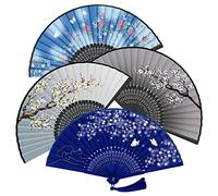 WEARXI Hand Fan Folding, 4 Pack Folding Hand held Paper Fans, Hollow Carved Bamboo Hand Fan for Wedding, Birthday Gifts, Performance, Dancing, Home Decoration