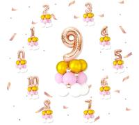WEARYGING Roes Gold Number 9 Balloons,40 Inch birthday Helium Foil Number Balloons Self Inflating with Star Mylar Latex Balloons for Boys or Girls Anniversary Decorations