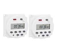Weasch 2Pcs Timer Switch, CN101A, DC/AC 24V 16Amp, Digital LCD Power Programmable Timer Time Relay Switch, Supports 28 Scheduled Times Daily or Weekly (2)