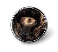 Weasel In Hollow Tree Trunk Round Enamel Brooch Pin Button Badges Decoration Hat Clothing Bag Accessories Gift Crafts