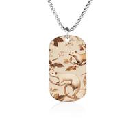 Weasels with Floral Couples Memorial Necklaces for Women Men Square Titanium Steel Chains Pendant Jewelry Gift