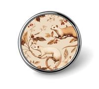 Weasels with Floral Round Enamel Brooch Pin Button Badges Decoration Hat Clothing Bag Accessories Gift Crafts