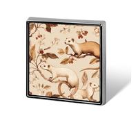 Weasels with Floral Square Enamel Brooch Pin Button Badges Decoration Hat Clothing Bag Accessories Gift Crafts