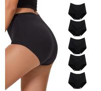 WEASIC underwear women knickers for women multipack women's knickers ladies knickers high waisted pants cotton panties ladies pants size 10 (5Pack-AllBlack, S)