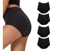 WEASIC underwear women knickers for women multipack women's knickers ladies knickers high waisted pants cotton panties ladies pants size 14 (4Pack-AllBlack, L)