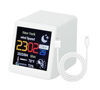 Weather Forecast Desk Clock - Compact Digital Condition Display, Mini Smart Time Controller | Real Time Atmospheric Monitoring Console, Wireless Rechargeable Date Temperature Humidity Visualization Ga