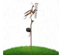 Weather Gauges,2 In 1 Solar Powered Outdoor Rain Gauge Lights | Mantis Shape Multi-Functional, Decorative Rain Gauge For Yards, Lawns, Pathways, Patio