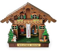 Weather House, House Wood Chalet Barometer Thermometer Hygrometer Forest Weather Wall Hanging Ornaments Home Decoration