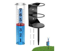 Weather Meter, Easy Read Rainfall Collector, Garden Watering Monitor, Highly Visible Floating Marker, Hydration Measurement Tool, Metal Stake Accessory for Patio Balcony Terrace Farm