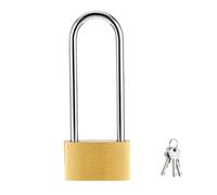 Weather Proof Lock with 3 Keys, 4 Inch Padlock for Sheds Solid Brass Padlock Brass Long Shackle for Gate Fence Hasp Cabinet Toolbox School Gym Locker (Yellow)