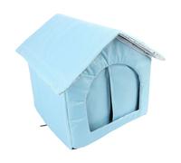 Weather Proof Outdoor Cat House Enclosed Space Sturdy Material Feline Friend Accommodation (Blue)