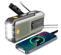 Weather Radio Emergency Multifunctional Radio FM AM WB Hand Crank Solar USB Charging 2000mAh Power Bank LED Flashlight Torch Style E Red