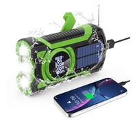 Weather Radio Solar Hand Crank Emergency Kit, AM/FM/NOAA Portable Emergency preparedness with Flashlight, Reading Lamp, Cell Phone Charger and SOS Alarm…… (Green 2)