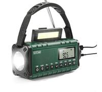 Weather Radio With Solar Hand Crank, 10000MAh Power Bank, FM/AM, LED Flashlight, Reading Lamp, USB-C Charging For Outdoor Adventures Emergencies(Army Green)