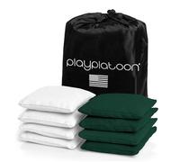 Weather Resistant Cornhole Bean Bags Set of 8 - Regulation Size & Weight - 4 Hunter Green & 4 White Corn Hole Bags