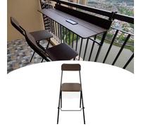 Weather-Resistant Foldable Hanging Table - Adjustable Height, Scratch-Free Rail Mount, Space-Saving Outdoor Desk for Balcony, Patio, Bar, Potting Bench (70 cm Chair Height)