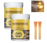 Weather Resistant Gold Paint, Water-Based Outdoor Paint, Gold Spray Paint For Metal, For Wood, For Stone, Gold Leaf Effect, Brilliant Shine (Yellow-2PCS)