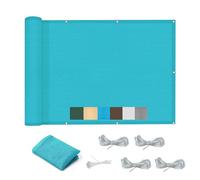 Weather-Resistant HDPE Awning 3.4x9.5m Breathable Outdoor Rain Cover with Free Ropes Ideal for Balcony Garden Camping and Patio Use - Blue Color