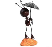 Weather Resistant Iron Mini Ant Sculpture for Garden Decoration, Hand Painted and Fun Wall Art Ornament, Suitable for Patio, Outdoor Gardens, and Home Display (F)