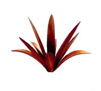 Weather resistant metal agave sculpture for garden, patio, and lawn decoration with a secure anchoring system to prevent displacement by wind or rain (Red with an H pole)