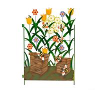 Weather Resistant Metal Butterfly Flower Garden Wall Decor for Outdoor Use with Sturdy Construction Suitable for Modern Patio and Wall Art Display (D)