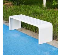 Weather-Resistant Outdoor Bench Stainless Steel Garden Seat Rustproof Patio Furniture for Front Porch Courtyard Lawn Terrace (White 120cm/47in)