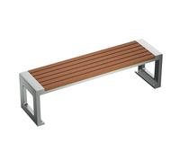 Weather-Resistant Outdoor Bench Stainless Steel + Plastic Wood Patio Seat for Parks Gardens Shopping Centers and Living Rooms (47x16x16.5 in)