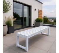 Weather-Resistant Outdoor Metal Garden Bench for 2-4 People Backless Patio Seating Perfect for Balcony & Yard Available in 100-180 cm Lengths (White 150 cm)