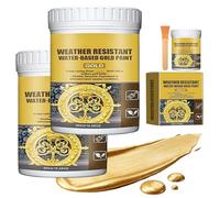 Weather Resistant Water-Based Gold Paint, Metal Gold Paint 10.58oz, High Gloss Gold Leaf Paint for Metalic, Art Craft Paints for Wood Stone and Plaster Surfaces, Quick Drying and Safe on All Surfaces