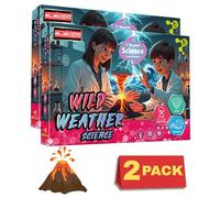 Weather Science Experiment Kit for Kids Age 8 and Over Educational Weather-Themed Science Kit with Volcano Tornado and Wave Experiments Includes Plastic and Card Components Colourful Box 2 Pack