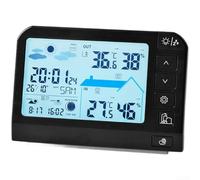 Weather Station Clock, LCD Colour Screen with Indoor Outdoor Temperature and Humidity Display, Digital Alarm Clock Thermohygrometer 767-777(777 Black)